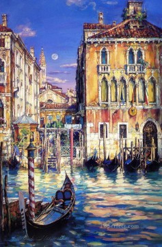Venecia moderna Painting - Escenas modernas de la ciudad del paisaje urbano del ATARDECER VENECIANO